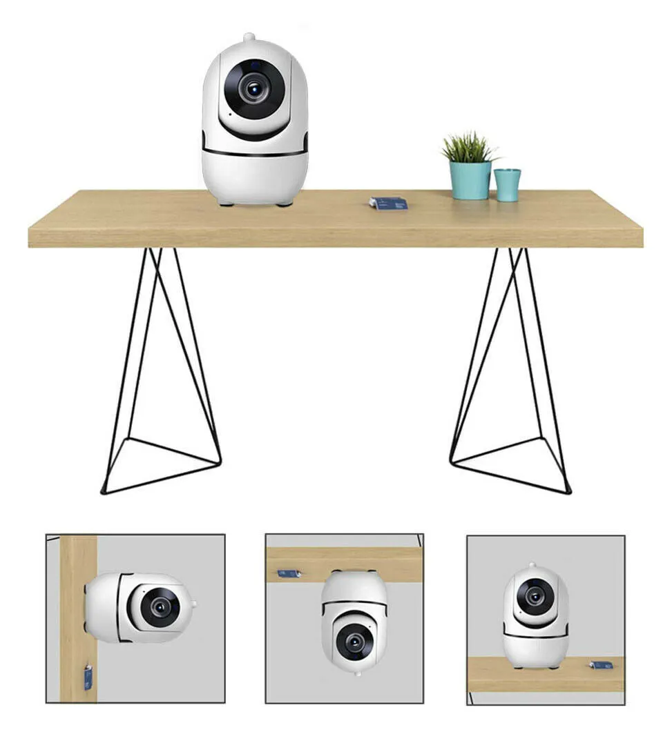 White WiFi CCTV IP camera with 1080P night vision and 360° pan tilt for home security