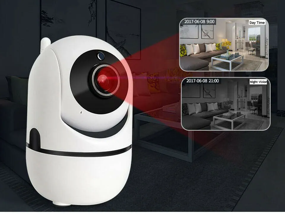 White WiFi CCTV IP camera with 1080P night vision and 360° pan tilt for home security