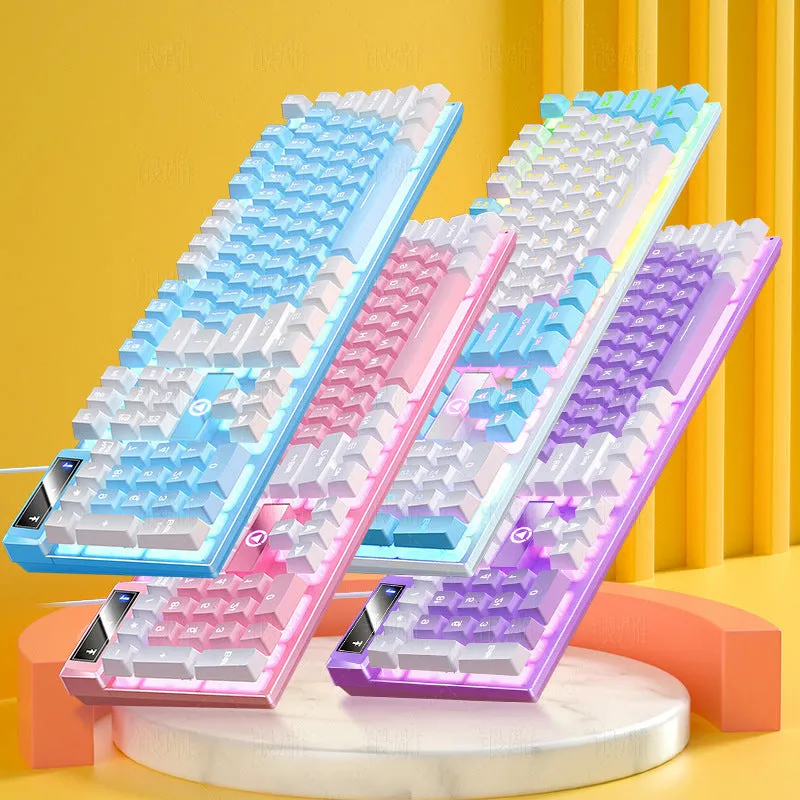 K500 wired gaming keyboard with luminous backlight in white powder mixed light colour, ABS casing