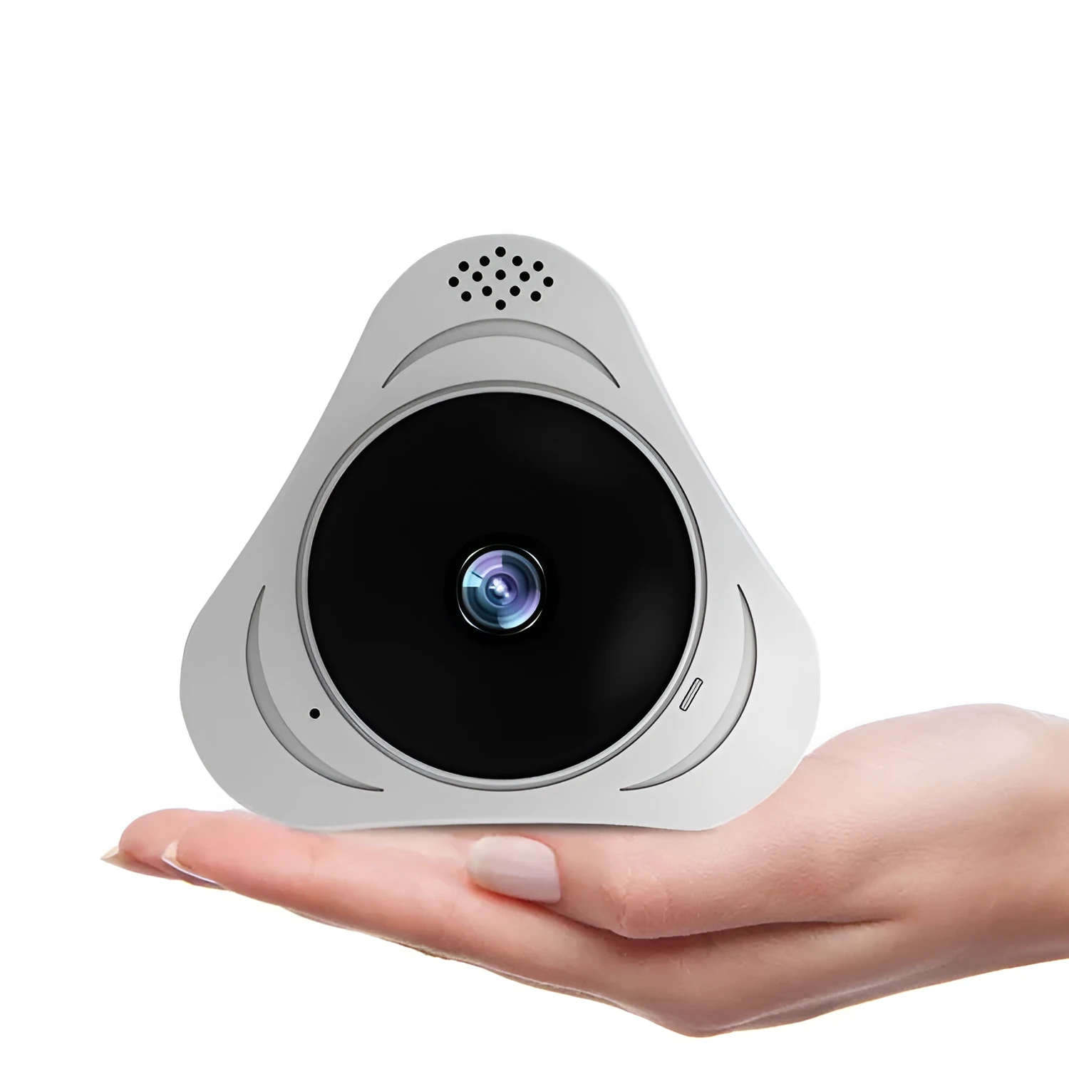 Indoor smart security camera with 360-degree pan tilt control and 6-metre night vision in black plastic