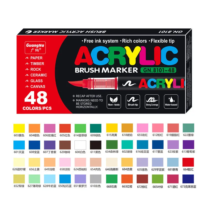 Set of straight liquid acrylic marker pens with soft heads for painting and graffiti art.
