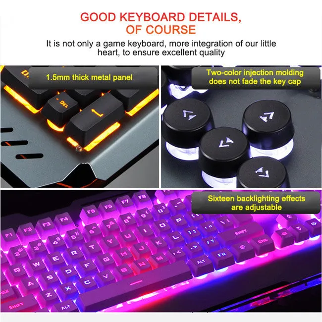 Black wired gaming keyboard with RGB backlight, floating keycaps, phone holder slot, pen slot, and card slot on a desk