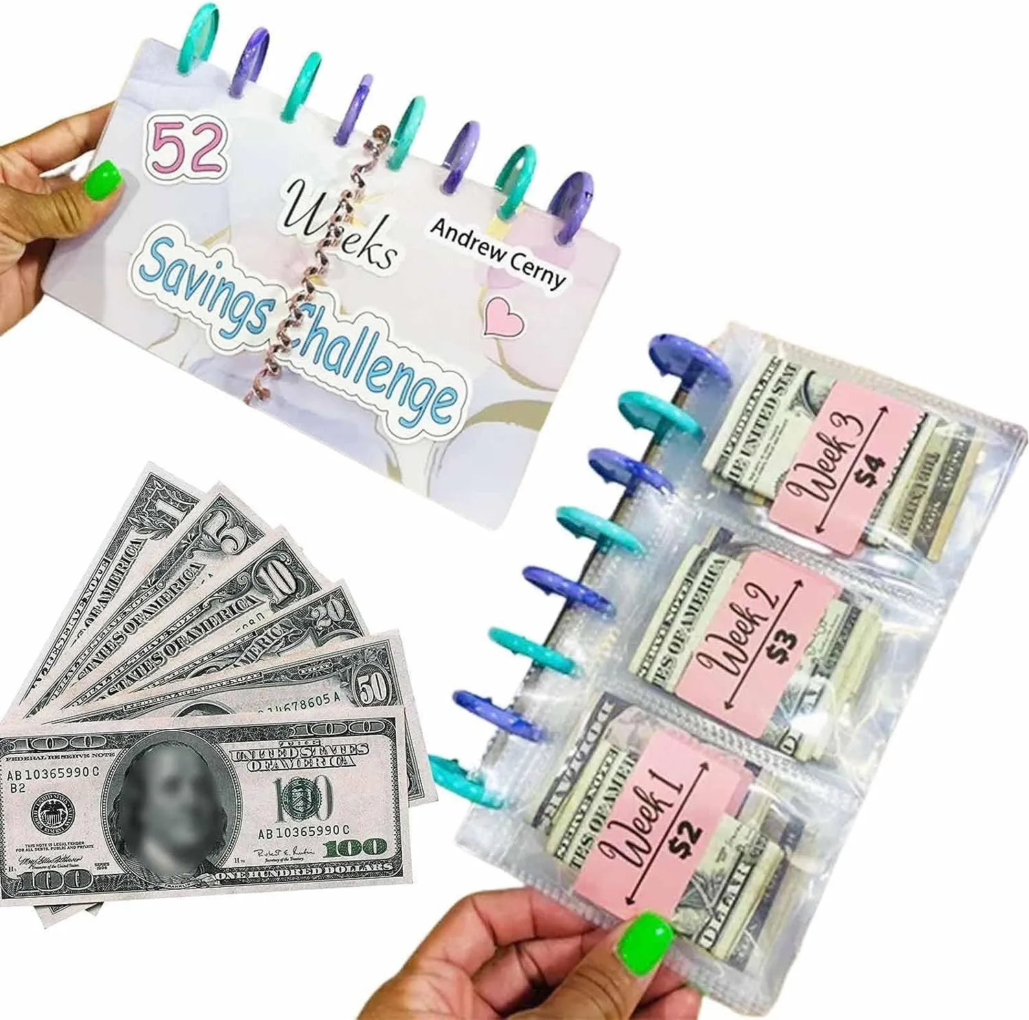 A5 plastic loose-leaf binder 248 x 185mm on a desk with savings sheets inserted