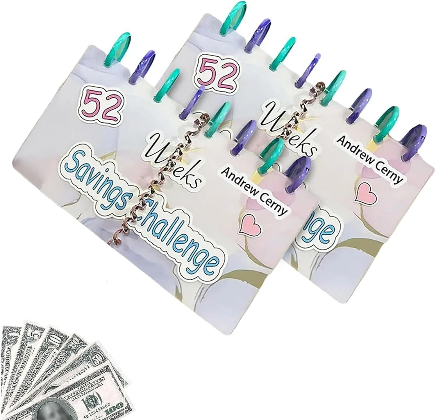 A5 plastic loose-leaf binder 248 x 185mm on a desk with savings sheets inserted