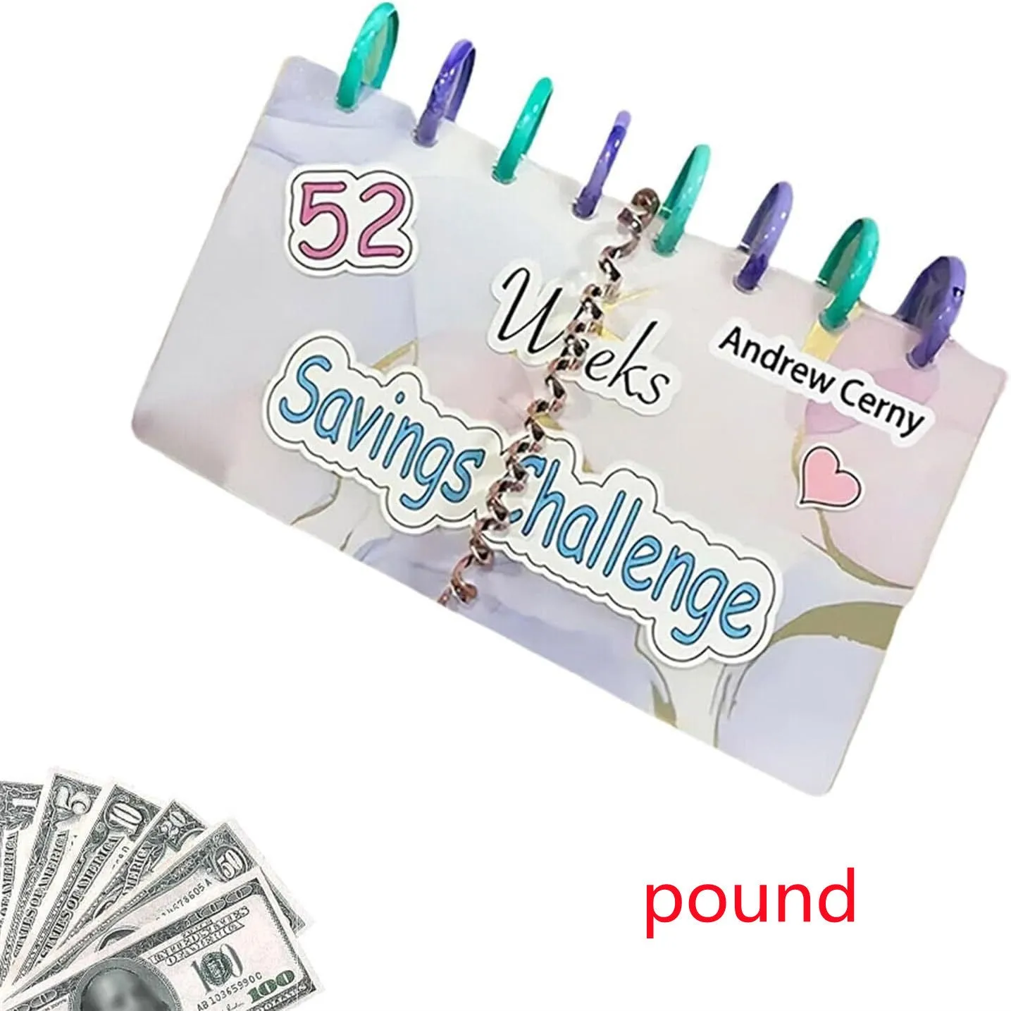 A5 plastic loose-leaf binder 248 x 185mm on a desk with savings sheets inserted