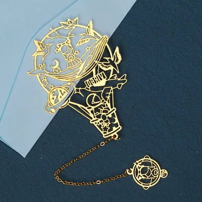 Twelve Constellations Series metal bookmark with brass hollowed-out zodiac design