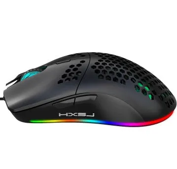 Lightweight honeycomb shell wired gaming mouse J900 RGB with 6 buttons, 150cm cable, black colour