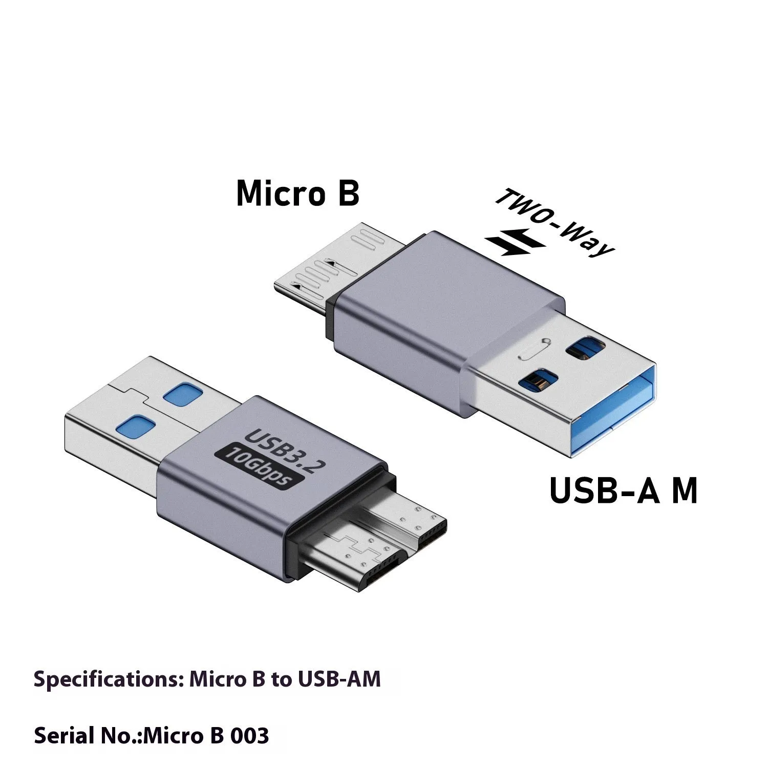 USB-A male to Micro-B female adapter for hard drives and phones