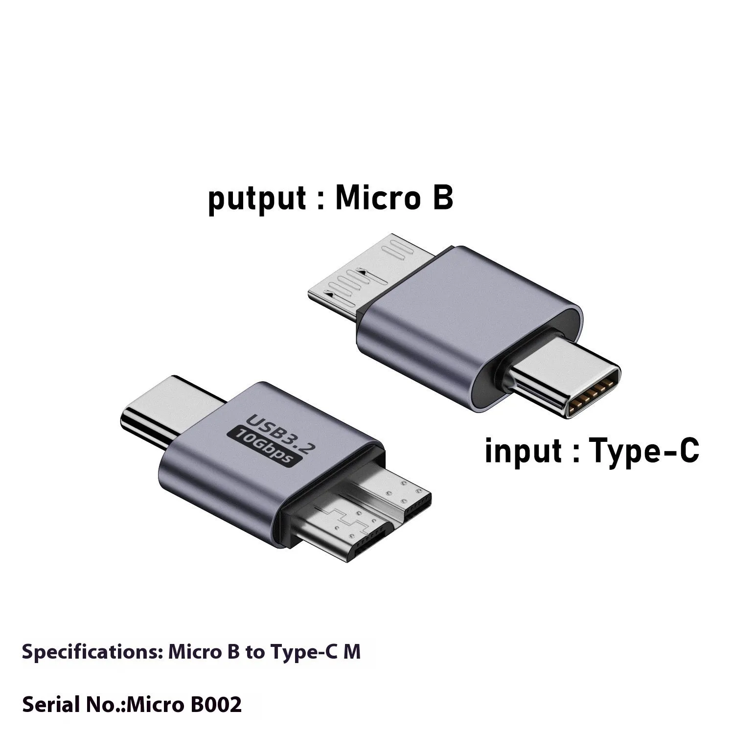 USB-A male to Micro-B female adapter for hard drives and phones