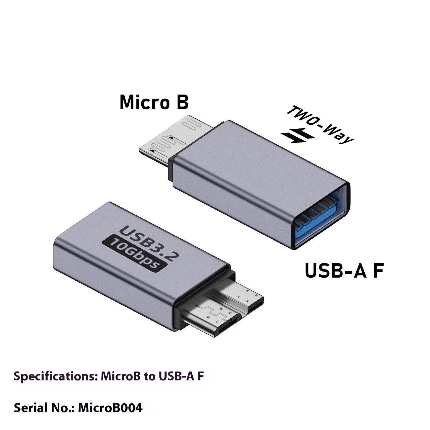 USB-A male to Micro-B female adapter for hard drives and phones