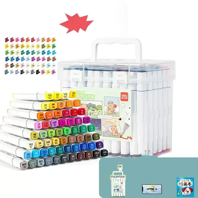Double-head watercolour pen set showing black barrel, elastic soft tip, and 150mm length with cap
