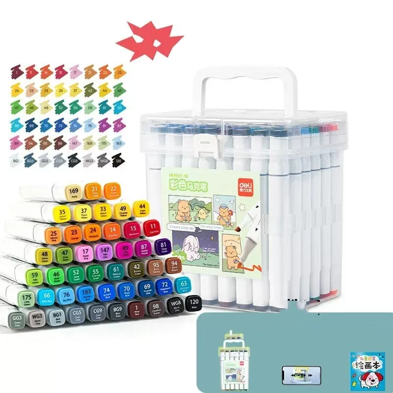 Double-head watercolour pen set showing black barrel, elastic soft tip, and 150mm length with cap
