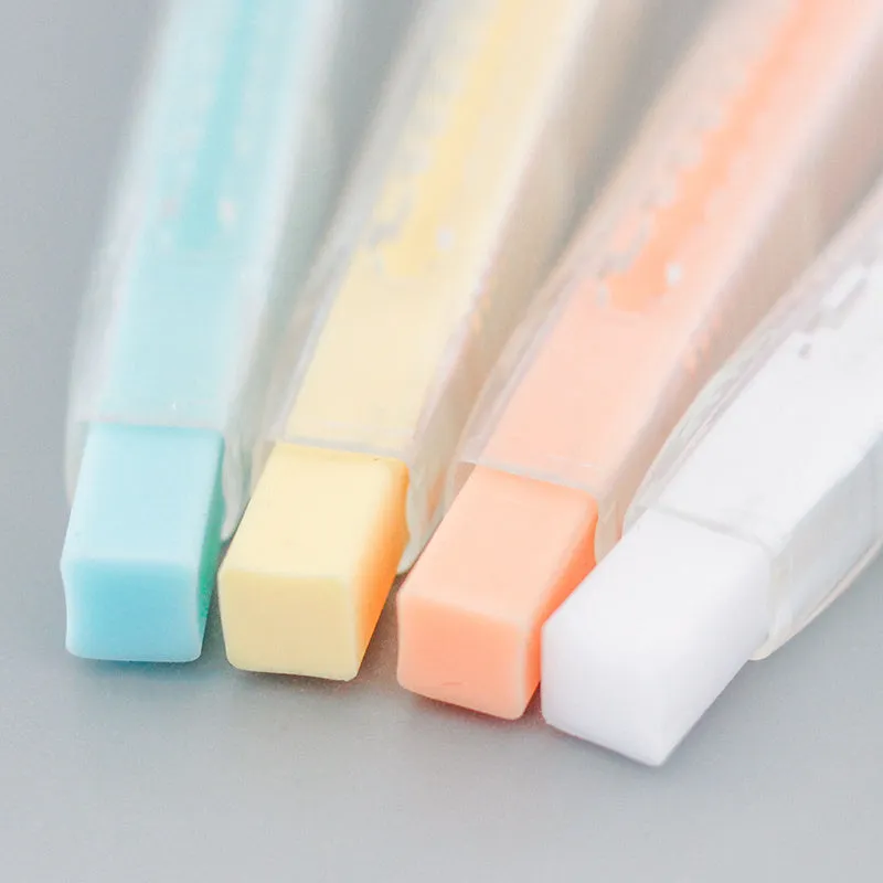 KOKUYO pencil style eraser set with 7mm PVC rubber and plastic ABS shell in pink yellow blue and white colours