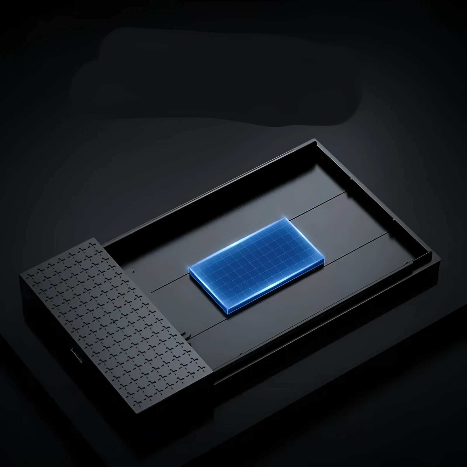 Black plastic USB 3.1 2.5-inch external hard disk box with Type-C and Type-A connectors for SATA drives