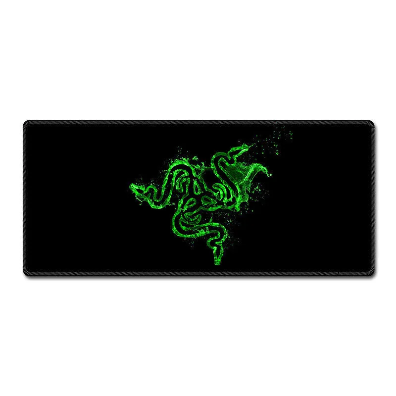 Oversized RGB gaming mouse pad with anti-skid rubber base on a desk, with cool lighting effect