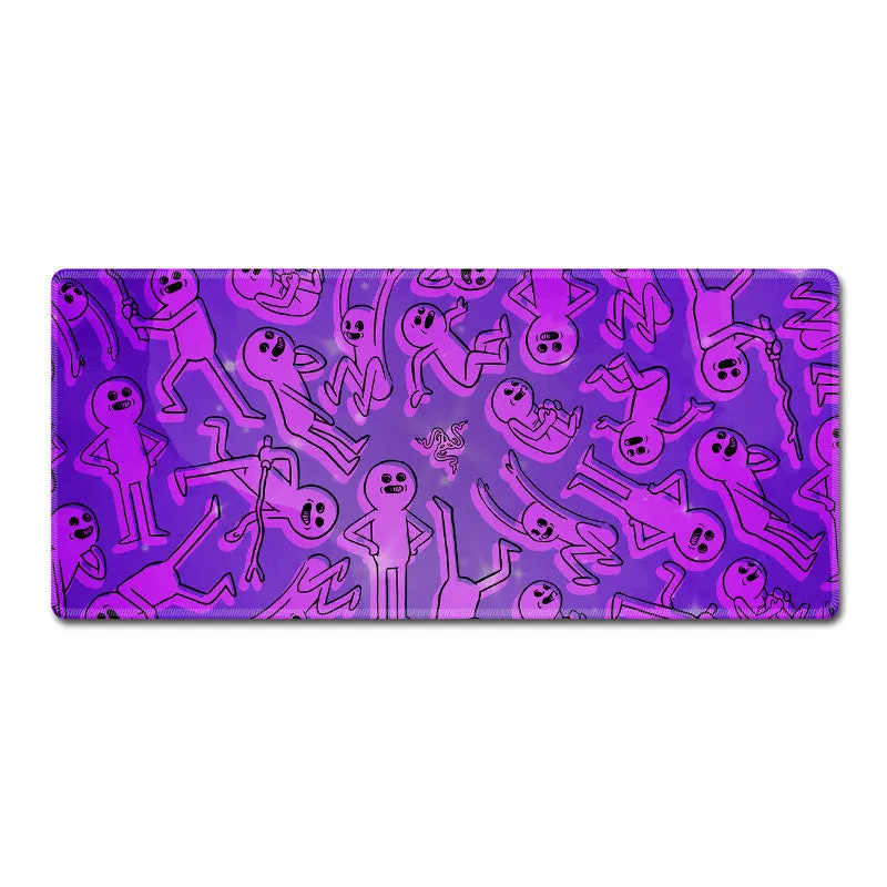 Oversized RGB gaming mouse pad with anti-skid rubber base on a desk, with cool lighting effect