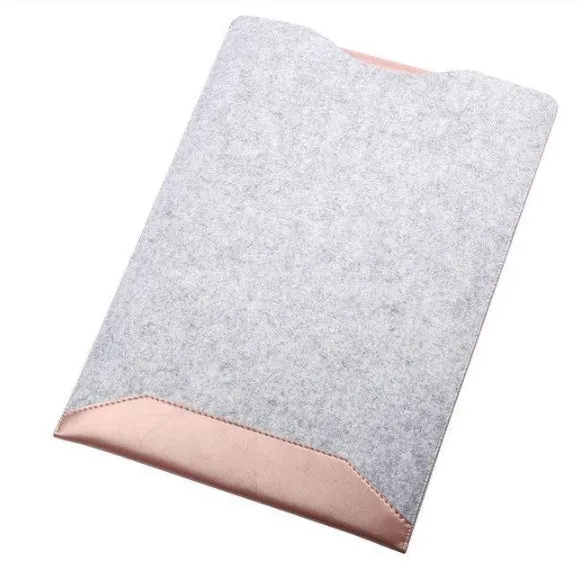 Minimalist laptop sleeve with built-in mouse pad for 11.6 to 15.4 inch laptops in rose gold