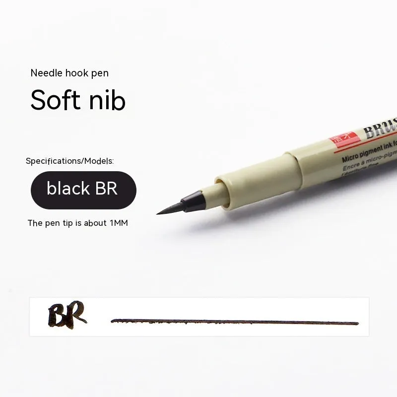 Student waterproof needle pen hook line pen suit 12-piece black drawing set in PVC packaging