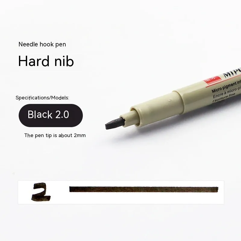 Student waterproof needle pen hook line pen suit 12-piece black drawing set in PVC packaging