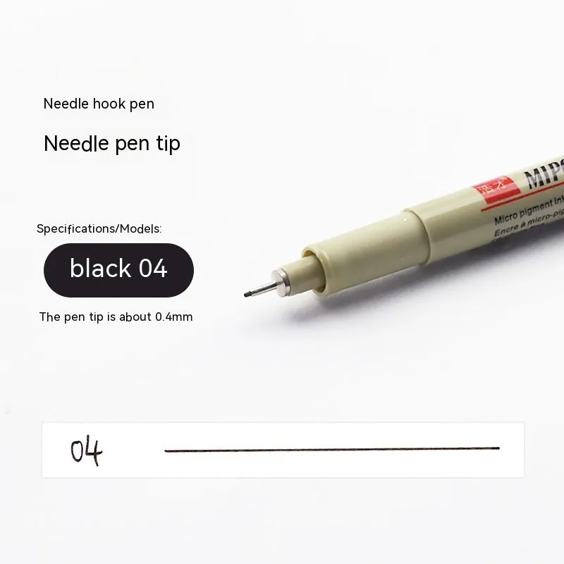 Student waterproof needle pen hook line pen suit 12-piece black drawing set in PVC packaging
