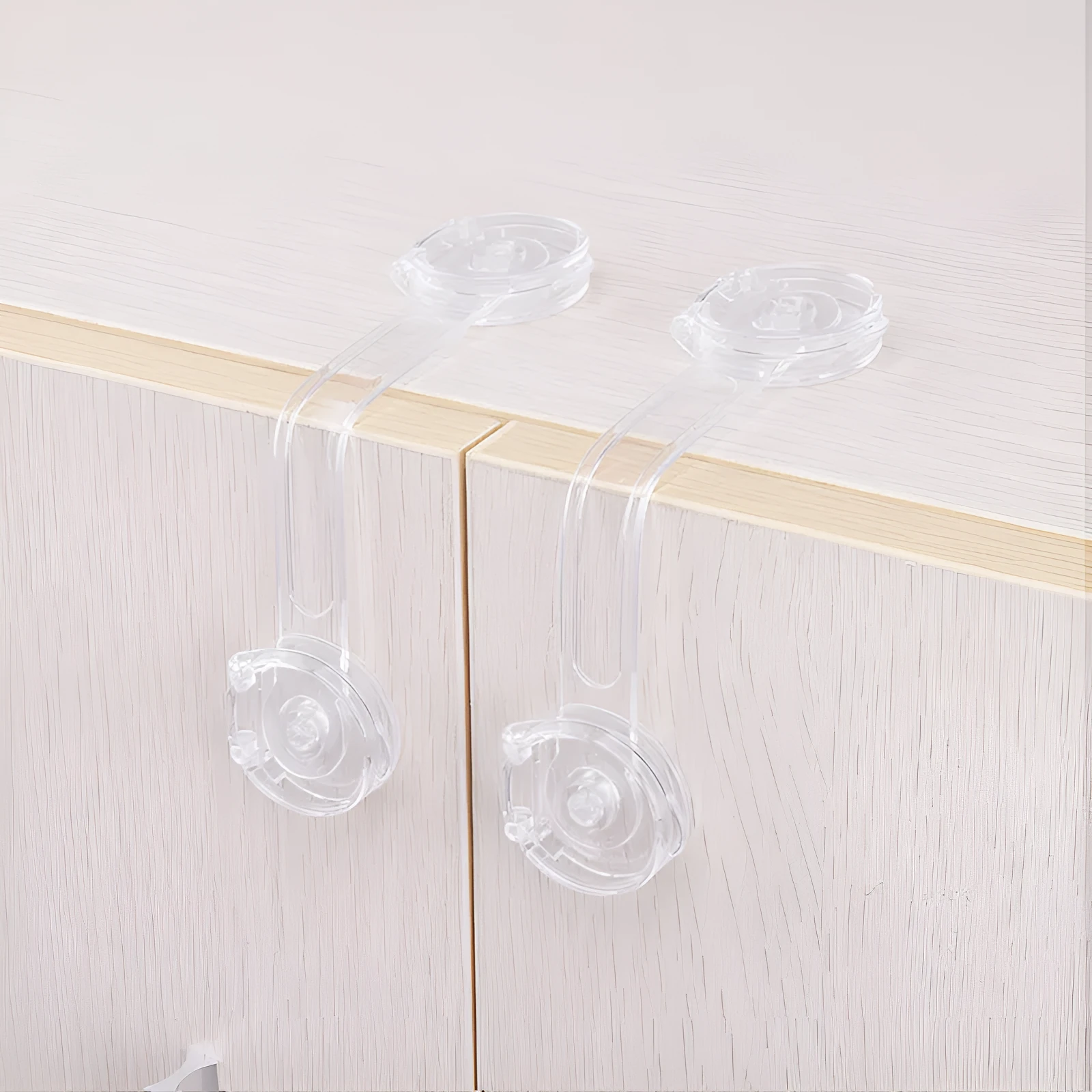 Transparent circular anti pinch child safety lock on a door handle