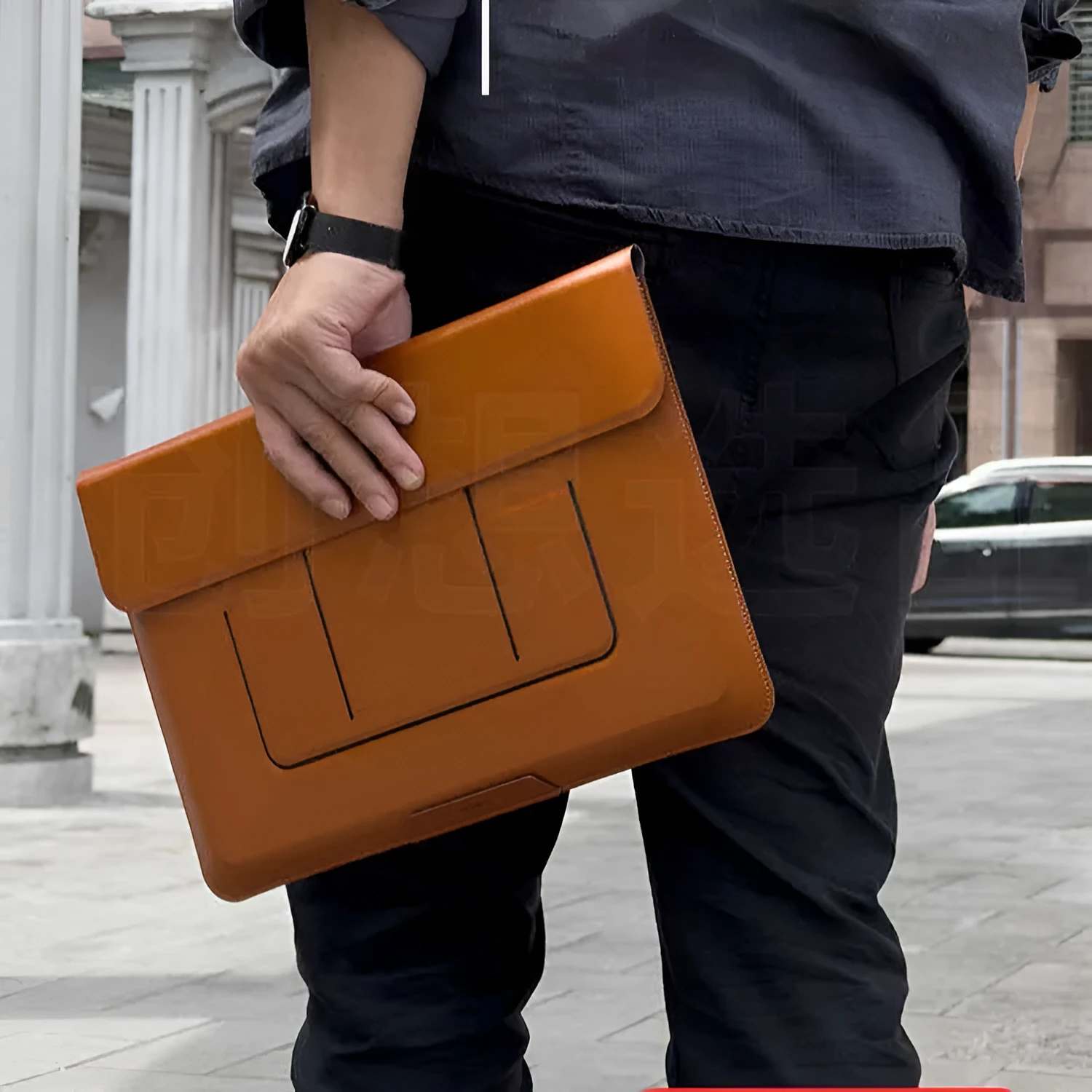 13.3-inch dual-angle laptop bracket bag in black or brown business style