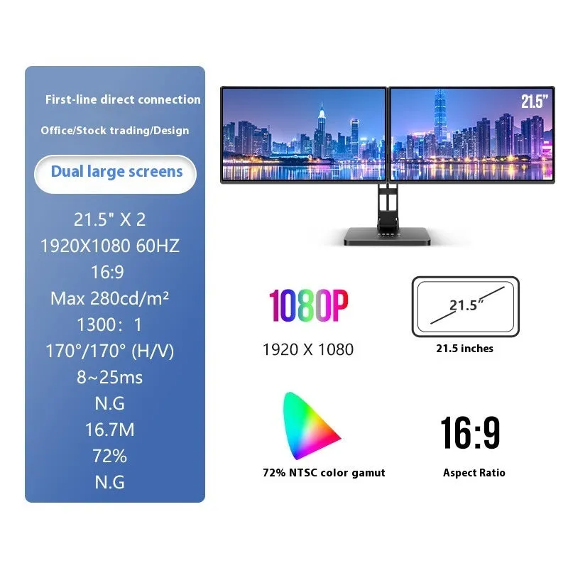HD 14-inch dual screen LCD monitor with IPS panel in black, 1920x1080 resolution, USB connection