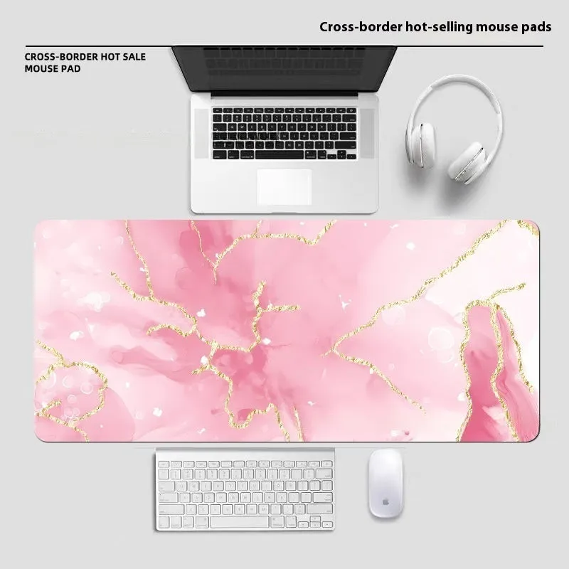 Large diatom ooze mouse pad with printed pattern, non-slip rubber sole, and polyester surface for desk use