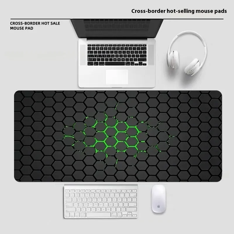 Large diatom ooze mouse pad with printed pattern, non-slip rubber sole, and polyester surface for desk use