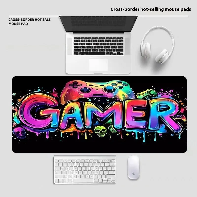 Large diatom ooze mouse pad with printed pattern, non-slip rubber sole, and polyester surface for desk use