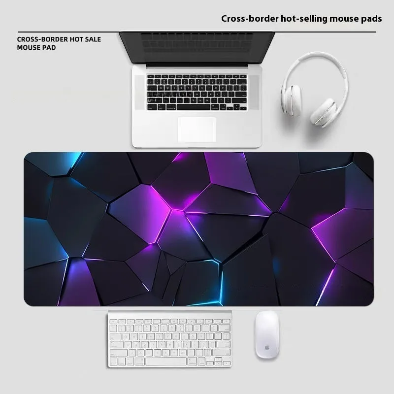 Large diatom ooze mouse pad with printed pattern, non-slip rubber sole, and polyester surface for desk use