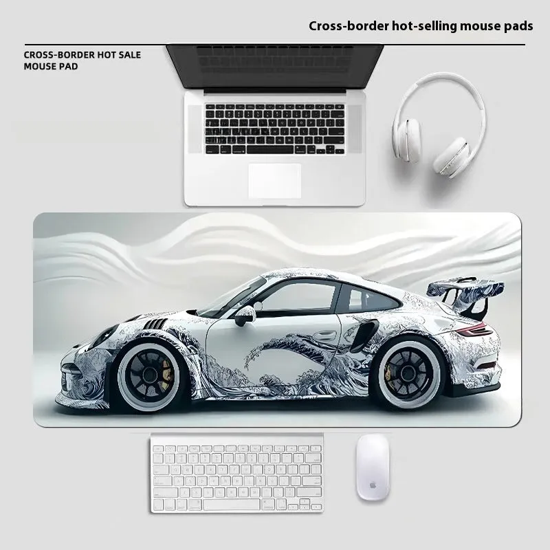 Large diatom ooze mouse pad with printed pattern, non-slip rubber sole, and polyester surface for desk use