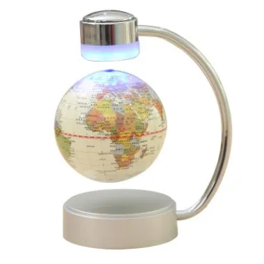 8 inch magnetic suspension globe floating above base with metal and plastic construction in black colour
