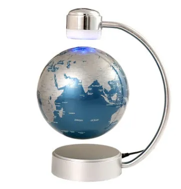 8 inch magnetic suspension globe floating above base with metal and plastic construction in black colour