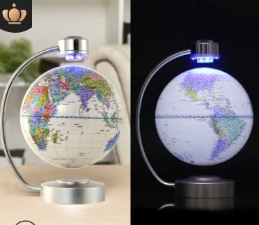 8 inch magnetic suspension globe floating above base with metal and plastic construction in black colour
