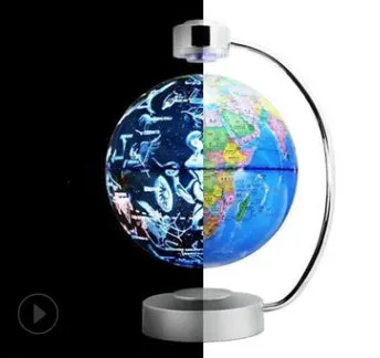 8 inch magnetic suspension globe floating above base with metal and plastic construction in black colour
