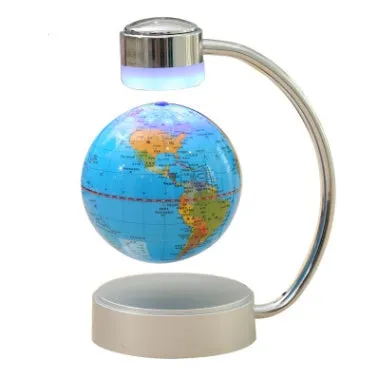 8 inch magnetic suspension globe floating above base with metal and plastic construction in black colour