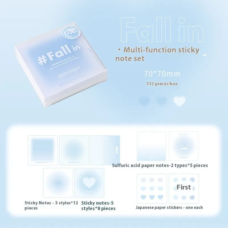 Square 70mm multifunctional notepad with gradient parchment paper in blush, green, purple, and blue colour options