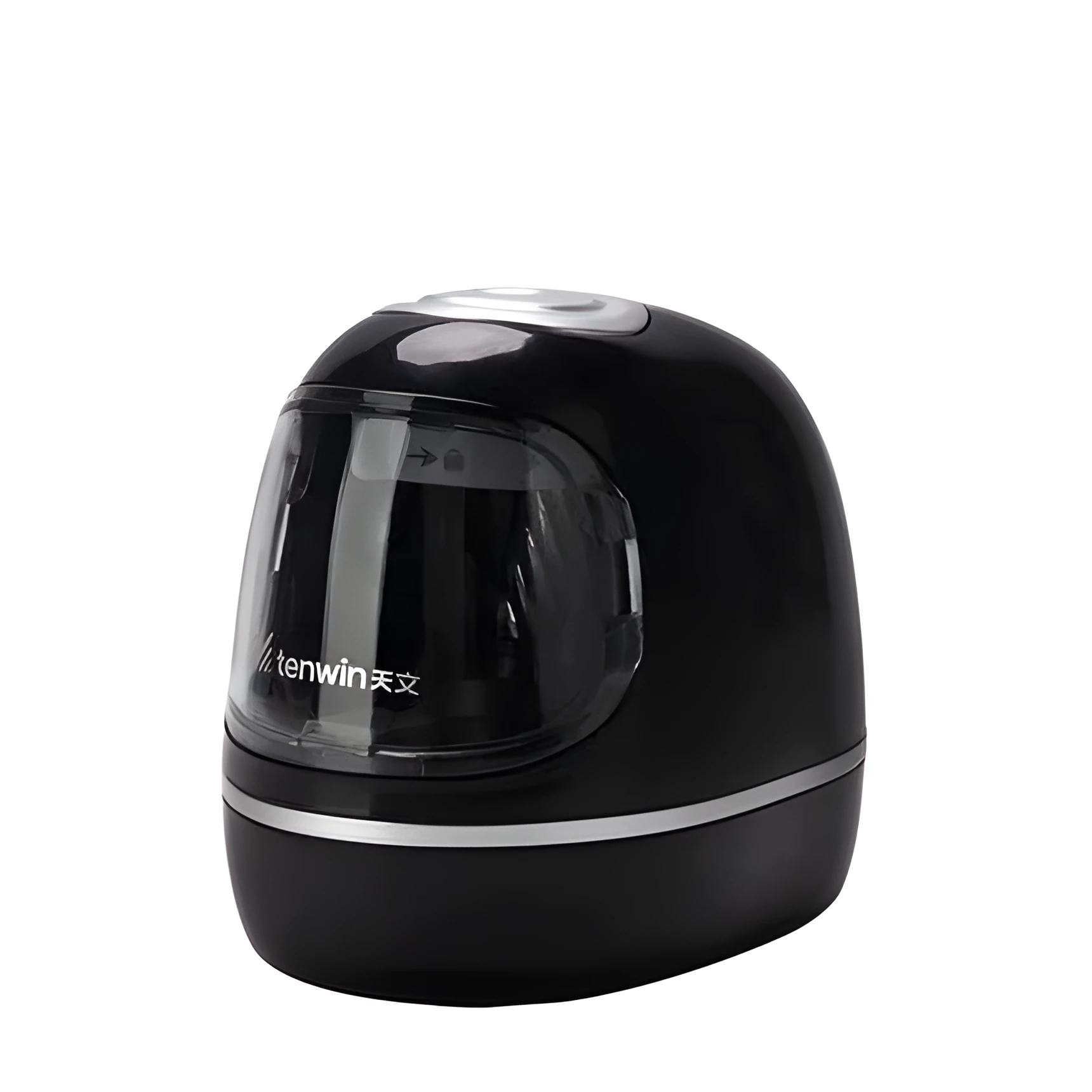 Creative electric pencil sharpener with three-speed control, geometric plastic body in white, 135x93x100mm