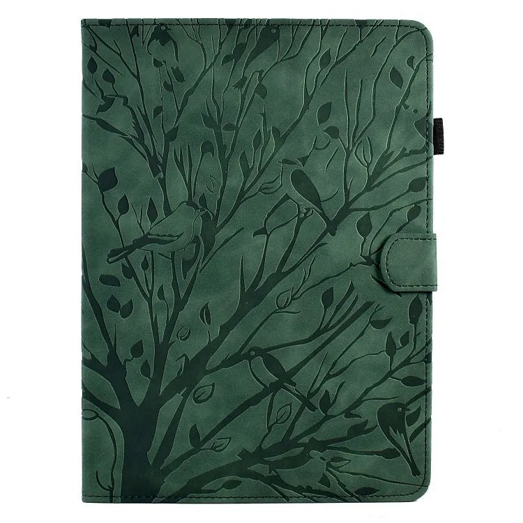 Imitation leather tablet protective case in black with a built-in viewing bracket, shown propped up.