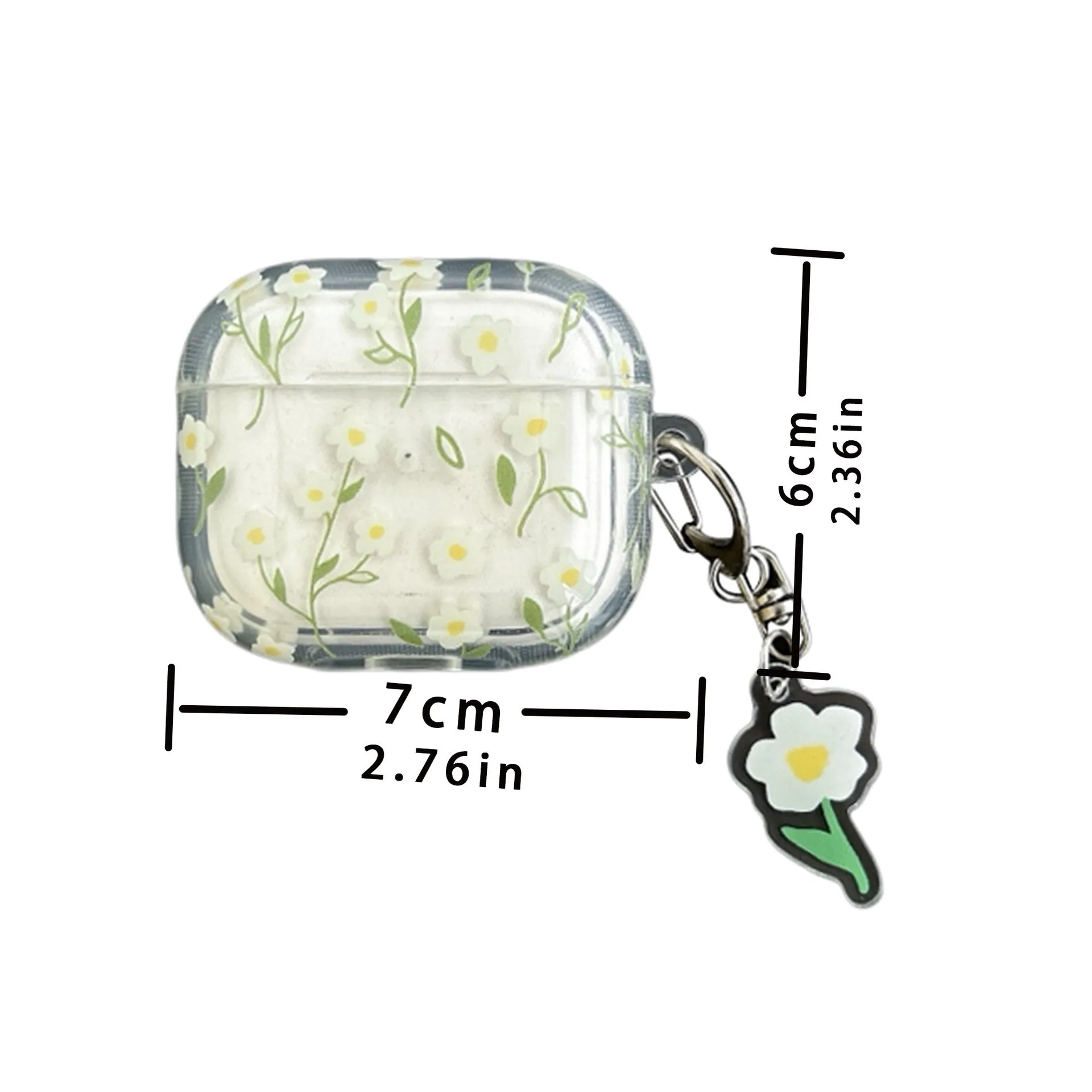 White floral transparent TPU protective case for Apple AirPods Bluetooth headsets