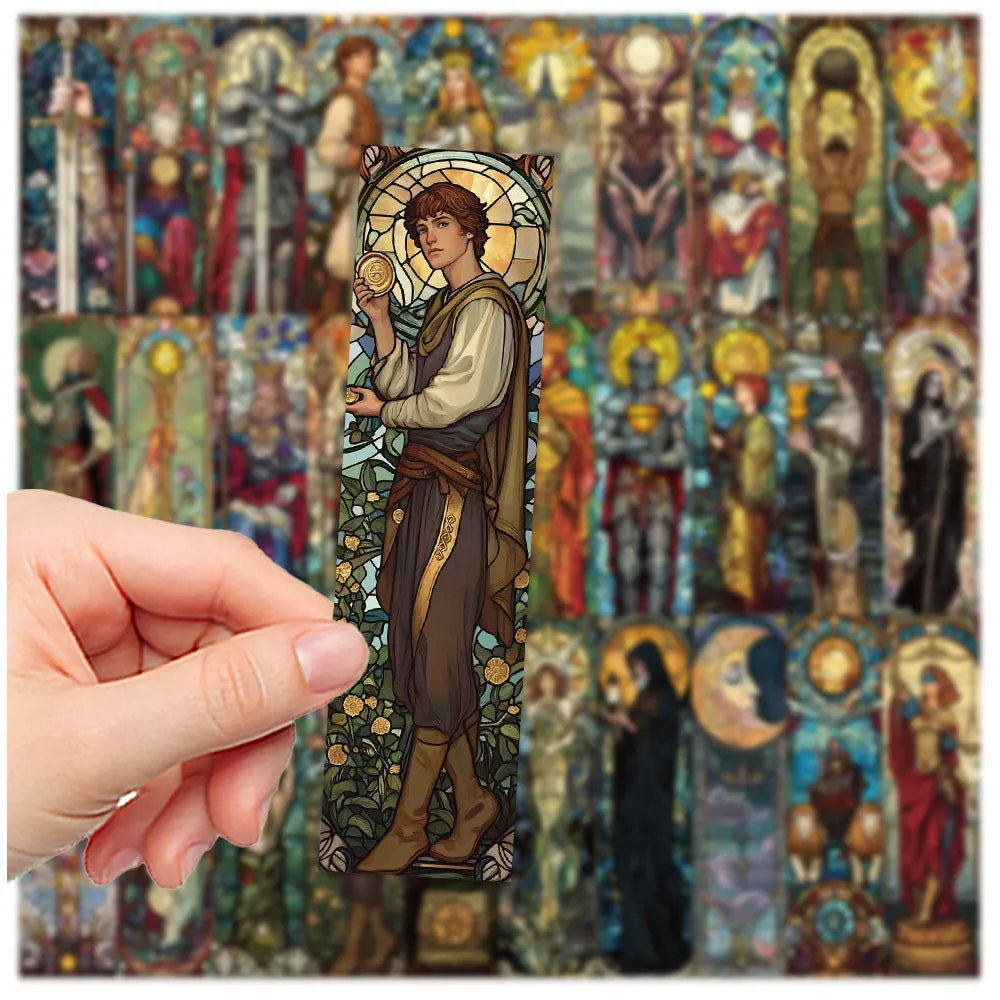 Set of 30 painted glass tarot bookmarks in cute homemade style, model QH389