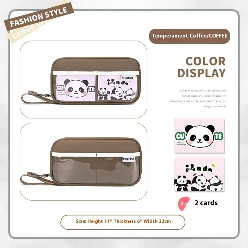 Large capacity Oxford fabric stationery bag in Korean style, pink colour, for students
