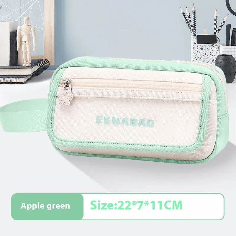 Large capacity Oxford fabric stationery bag in Korean style, pink colour, for students