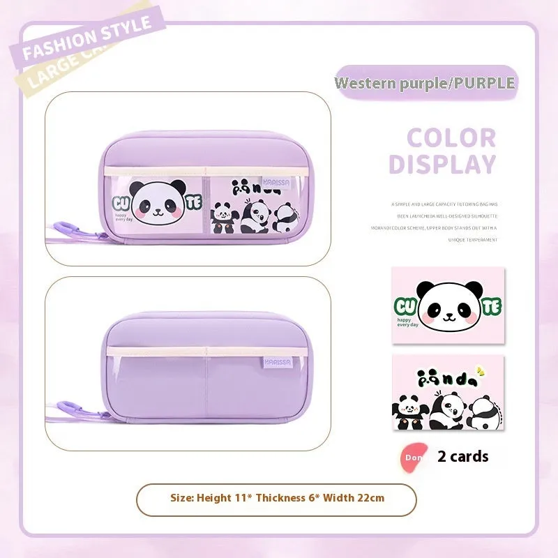 Large capacity Oxford fabric stationery bag in Korean style, pink colour, for students