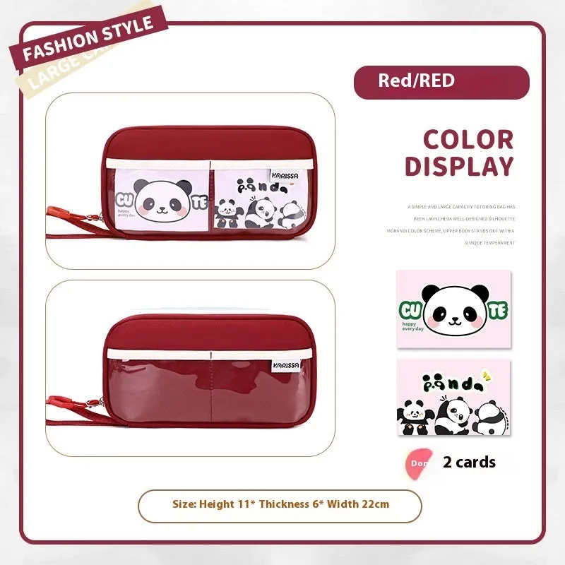 Large capacity Oxford fabric stationery bag in Korean style, pink colour, for students