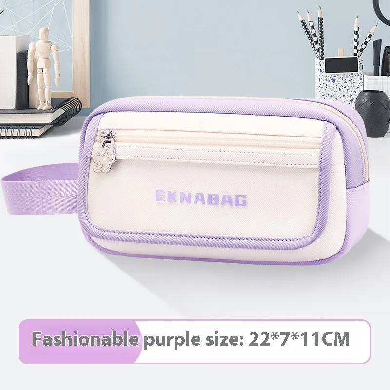 Large capacity Oxford fabric stationery bag in Korean style, pink colour, for students