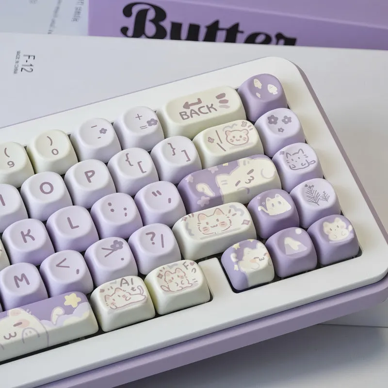 Sublimation PBT key cap set for Wooting keyboards, available in Taro Kitten Moa colour, with magnetic shaft adapter compatibility