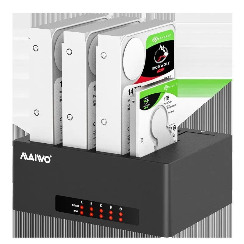 Hard disk dock dual-disk SATA copier with two drive bays in black ABS plastic housing