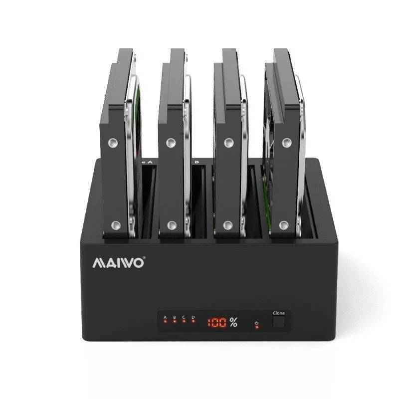 Hard disk dock dual-disk SATA copier with two drive bays in black ABS plastic housing